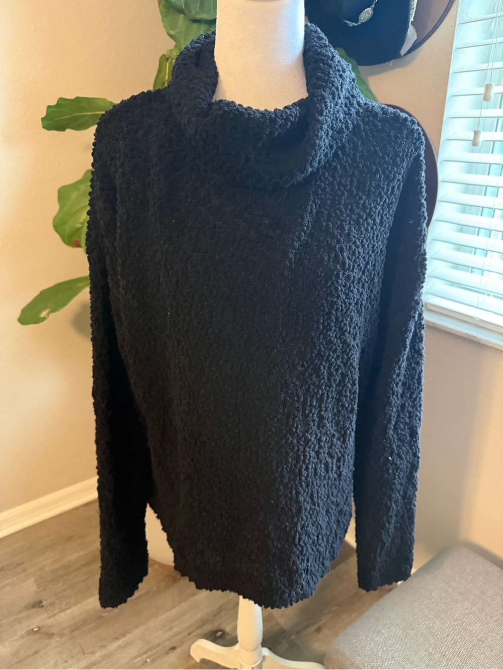 Cozy Black Cowl Neck Women's Sweater